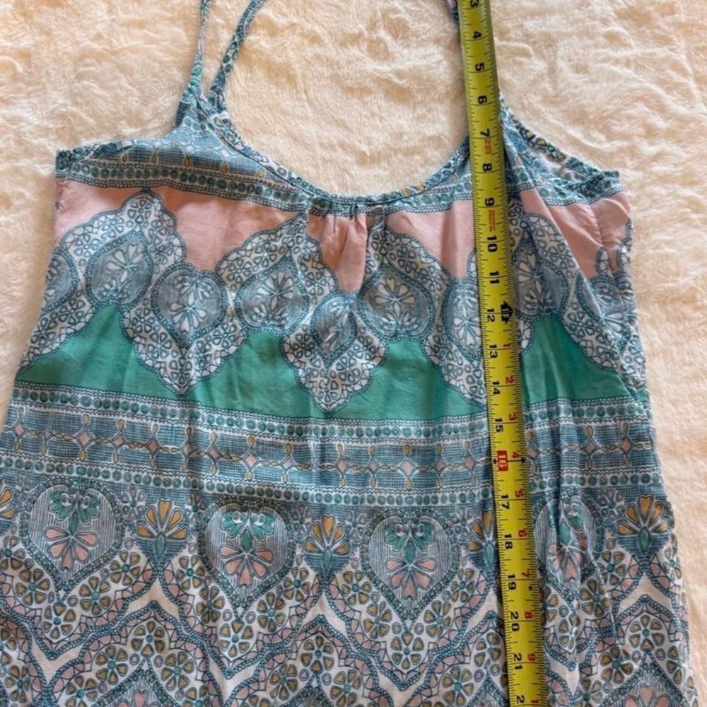 ONeill Womens Boho Geometric Floral Print Camisole Top Green Blue Pink Small